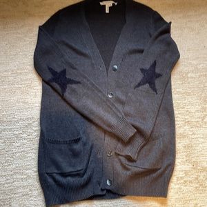 BCBG Cardigan Sweater with Knit Boucle Star elbow details ♠️